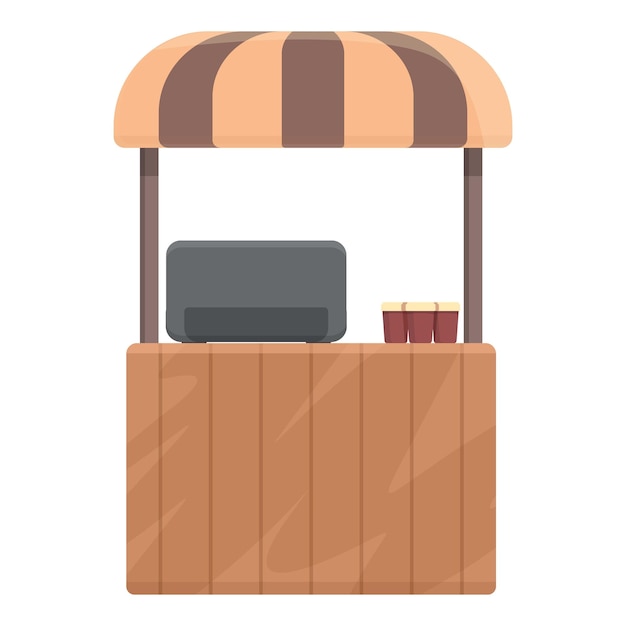 Vector carro café icono dibujos animados vector mercado callejero parque de comida
