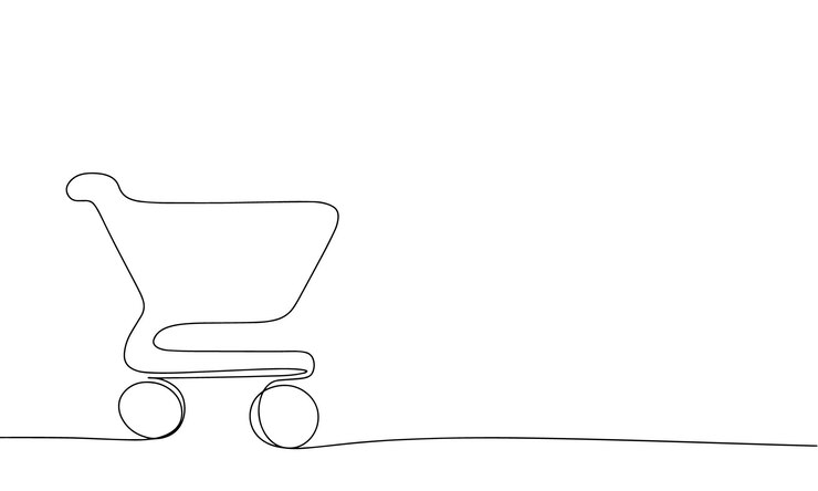 Vector carro de la compra dibujo de línea continua arte abstracto compras simples contorno continuo de una línea
