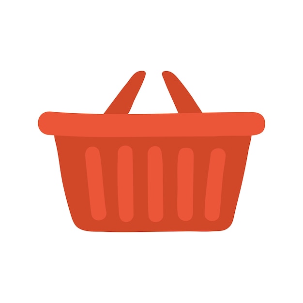 Carro de compras de color rojo en estilo de vector plano Ilustración de vector dibujado a mano compras en línea