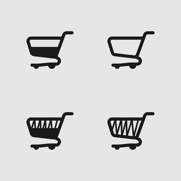 Carro de compras Comprar tienda o almacenar iconos vectoriales silueta color blanco y negro