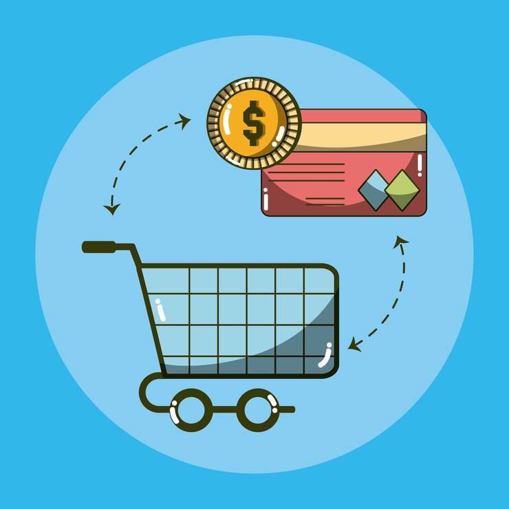 Vector carro de compras con diseño gráfico del ejemplo del vector del dinero