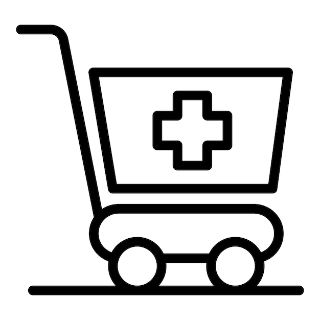 Carro de compras con un icono de cruz Contorno de carrito de compras con un icono de vector de cruz para diseño web aislado sobre fondo blanco