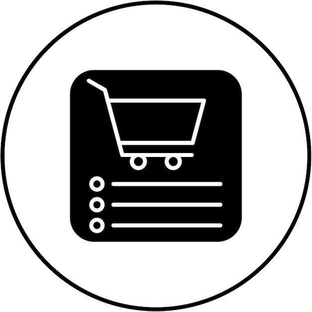 un carro de compras se muestra en un círculo con un carro de tiendas en el centro