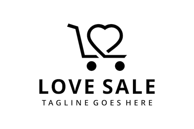 Carro de compras de negocios de ilustración con plantilla de diseño de logotipo de signo de amor