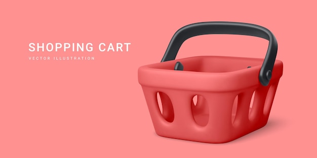 Carro de compras rojo vacío aislado sobre fondo claro Ilustración vectorial