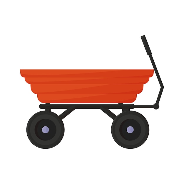 Carro de jardín naranja en estilo de dibujos animados Diseñe un juguete para niños o para jardinería, cosecha, plantación de plántulas