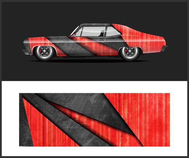 Un carro rojo y negro con una franja negra que dice "carro".