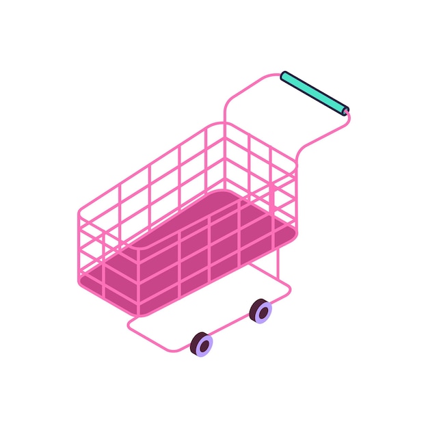 Carro de tienda isométrica Icono de revista Ilustración vectorial