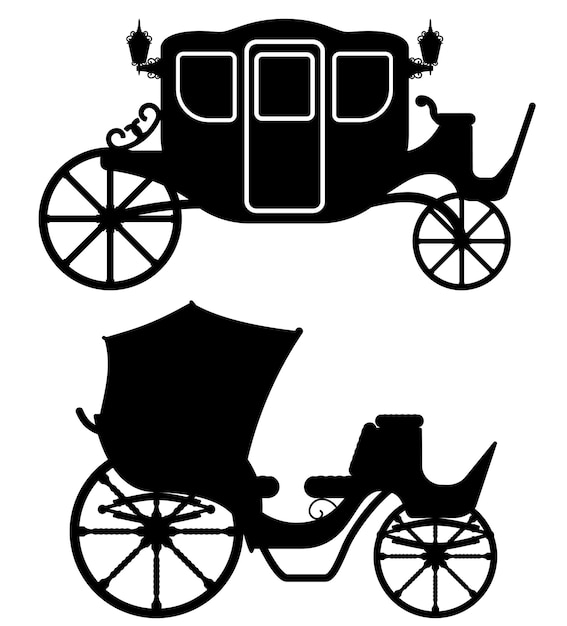 Carro para el transporte de personas ilustración de vector de silueta de contorno negro