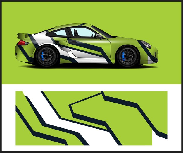 Un carro verde y blanco con un diseño que dice "carro".