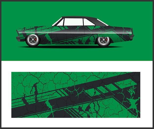 Un carro verde y negro con un diseño verde que dice "carro".