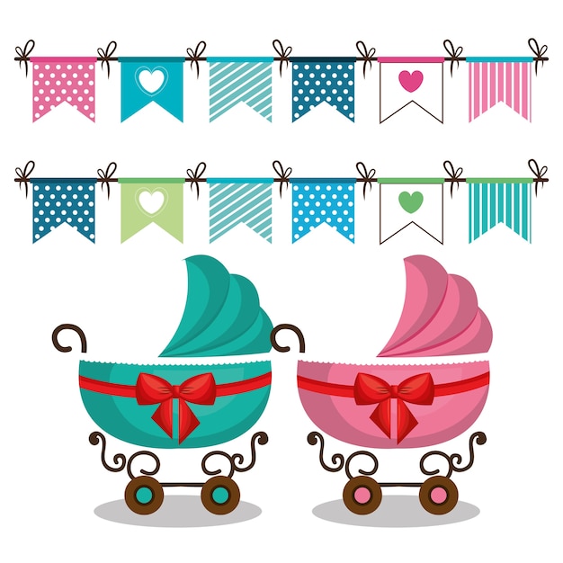 carros bebé tarjeta icono vector ilustración diseño
