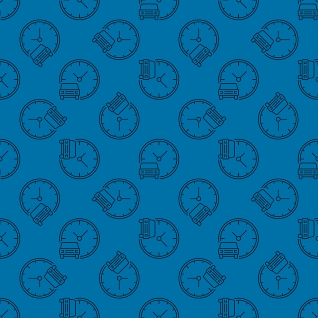 Carsharing Time vector Rent by Hour línea azul de patrones sin fisuras