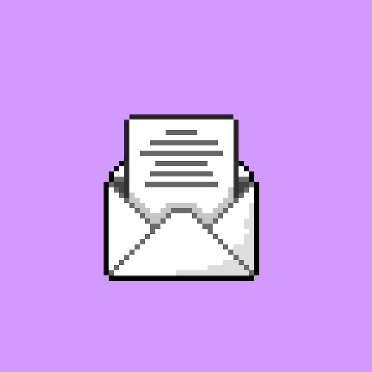 Vector carta abierta en estilo pixel art