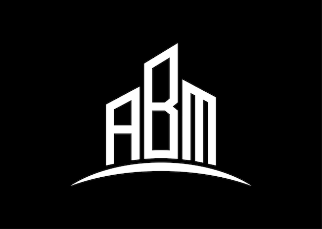 Carta abm edificio vector monograma plantilla de diseño de logotipo edificio forma logotipo abm