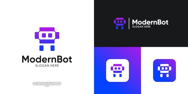 Carta abstracta Diseño del logotipo de un bot Logotipo de la tecnología de robots asistentes virtuales abstractos