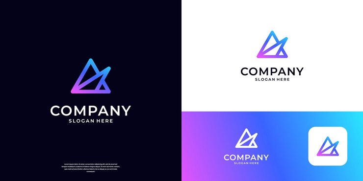 Vector carta abstracta un diseño de logotipo tecnológico línea simple con vector de logotipo de forma triangular abstracta