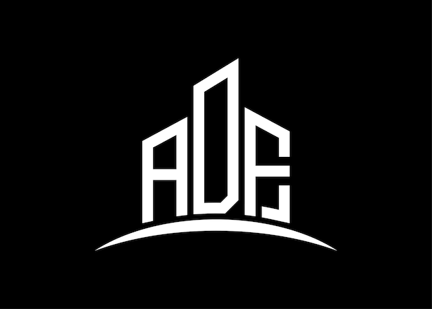 Carta ADF edificio vector monograma plantilla de diseño de logotipo Edificio Forma logotipo ADF