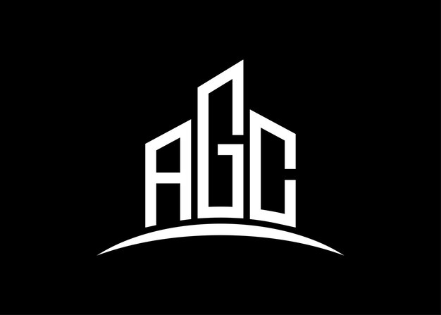 Carta AGC edificio vector monograma plantilla de diseño de logotipo Edificio Forma AGC logotipo