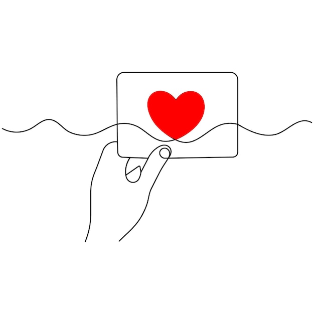 Carta de amor arte de una sola línea continuo dibujo de una línea de icono vectorial de contorno aislado minimalista