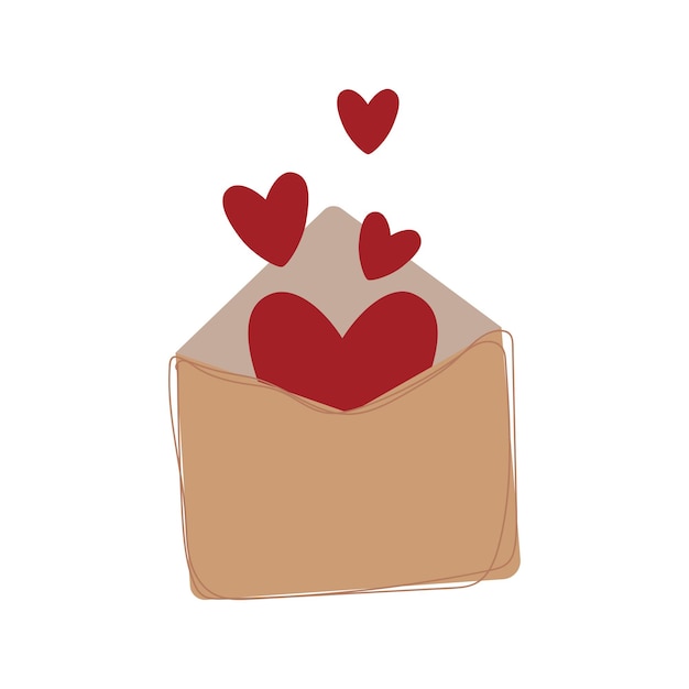 Carta de amor y corazones Tarjeta de felicitación para el Día de San Valentín