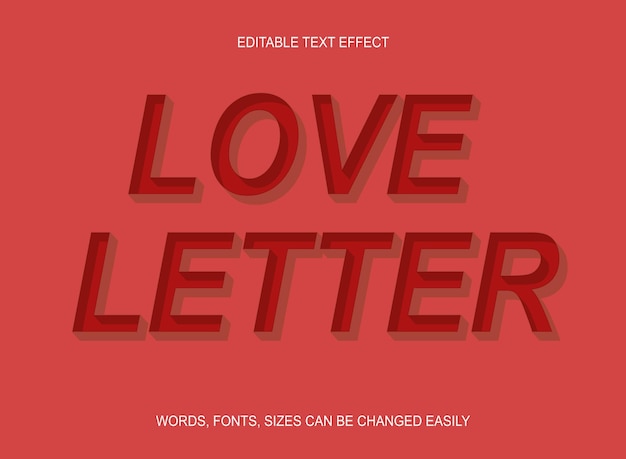 carta de amor efecto de texto editable 3d