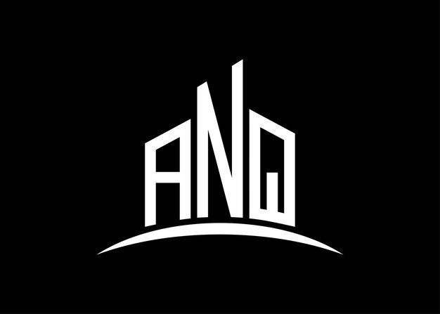 Carta ANQ edificio vector monograma plantilla de diseño de logotipo Edificio Forma logotipo ANQ