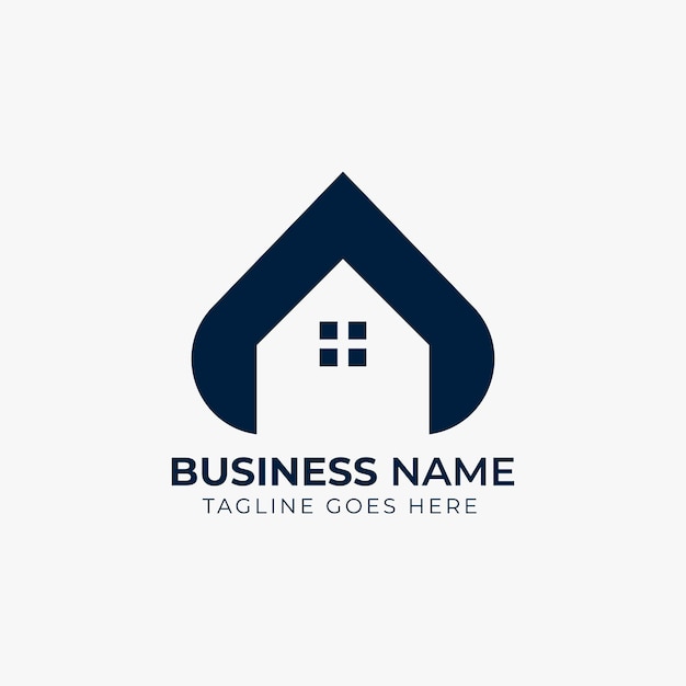 Una carta Arquitectura inmobiliaria Interior Inmobiliaria Minimalista Templata vectorial de diseño de logotipo azul