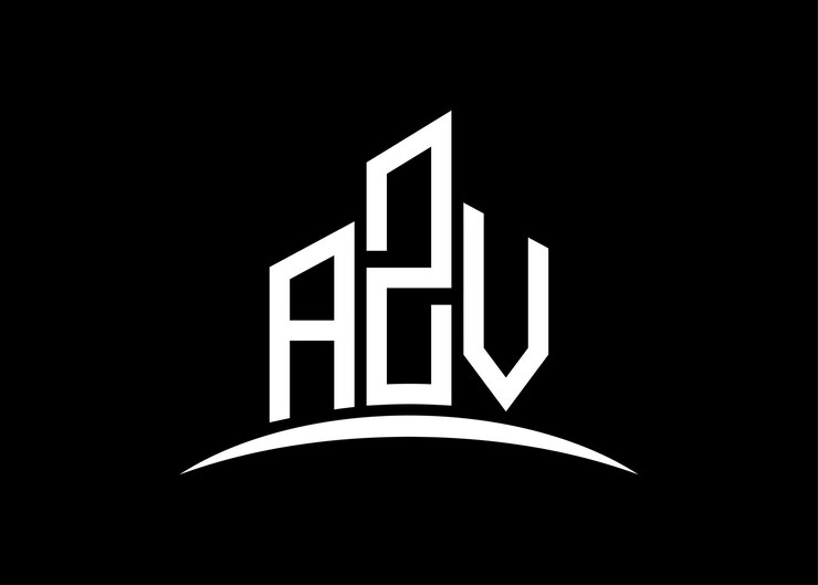 Vector carta azv edificio vector monograma plantilla de diseño de logotipo edificio forma logotipo azv