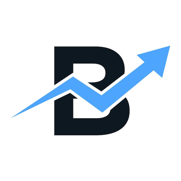 Carta B Logotipo financiero Finanzas e inversiones financieras Desarrollo del logotipo Concepto de plantilla con flecha de crecimiento empresarial
