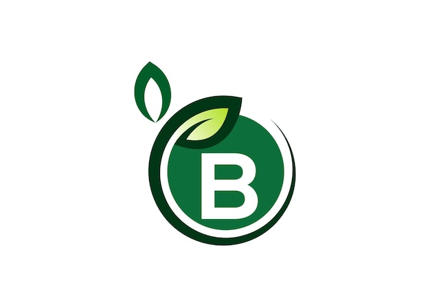 Carta B Plantilla vectorial de diseño del logotipo de la hoja verde Carta B Logotipo vectorial de la hoja de crecimiento de la naturaleza