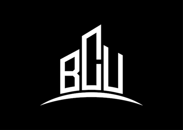 Carta BCU edificio vector monograma plantilla de diseño de logotipo Edificio Forma BCU logotipo