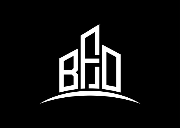 Carta BFO edificio vector monograma plantilla de diseño de logotipo Edificio Forma logotipo BFO