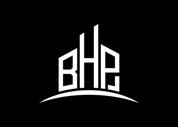 Carta BHP edificio vector monograma plantilla de diseño de logotipo Edificio Forma logotipo BHP