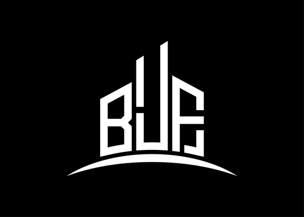 Carta BJF edificio vector monograma plantilla de diseño de logotipo Edificio Forma logotipo BJF