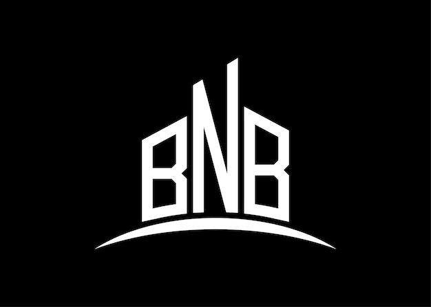 Carta bnb edificio vector monograma plantilla de diseño de logotipo edificio forma logotipo bnb