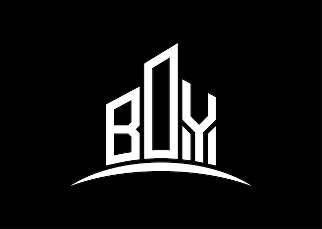 Carta BOY edificio vector monograma plantilla de diseño de logotipo Edificio Forma logotipo BOY