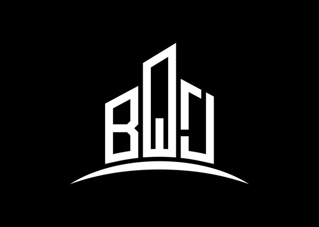 Carta BQJ edificio vector monograma plantilla de diseño de logotipo Edificio Forma logotipo BQJ