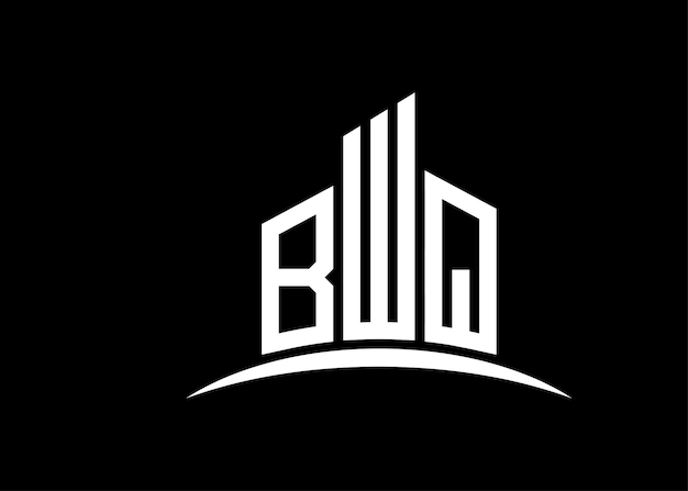 Carta BWQ edificio vector monograma plantilla de diseño de logotipo Edificio Forma BWQ logotipo