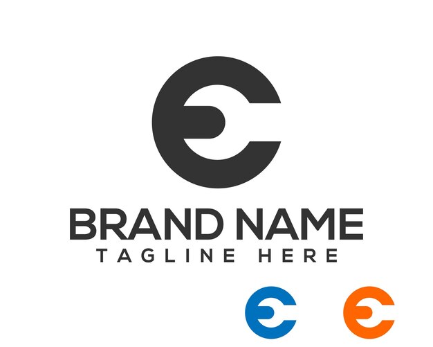 Carta C Construcción Fabricación y reparación Logotipo Carta C Con herramientas Logotipo