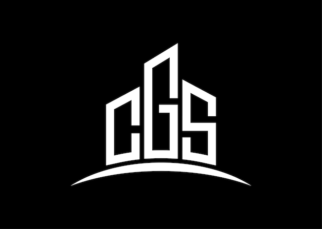 Carta CGS edificio vector monograma plantilla de diseño de logotipo Edificio Forma logotipo CGS