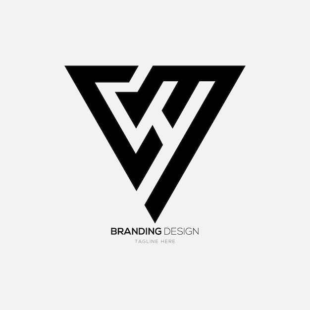 Carta Cm moderna nueva forma de triángulo tipografía idea del logotipo