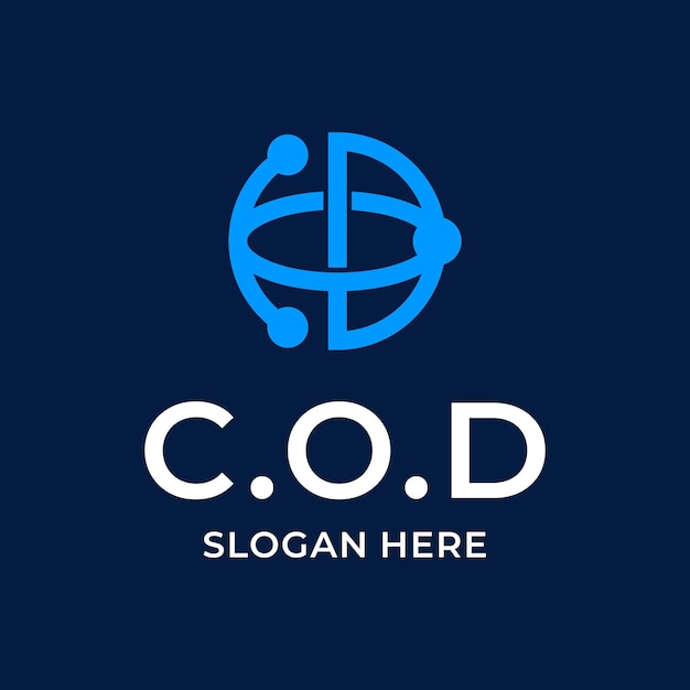 carta COD y diseño de logotipo de tierra de conexión