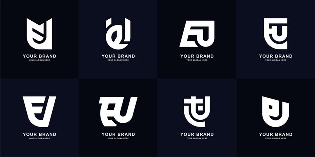 Carta de colección Diseño de logotipo de monograma UE o UE