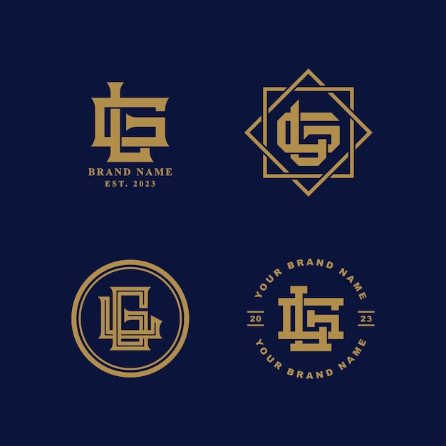 Carta de colección Monogram GL o LG con estilo interlock para ropa de marca ropa de calle
