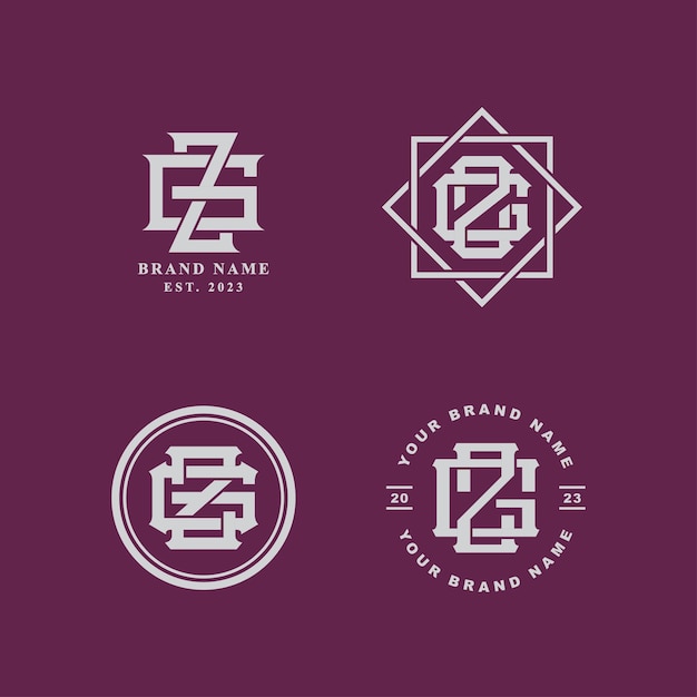 Carta de colección Monogram GZ o ZG con estilo interlock para ropa de marca streetwear