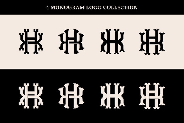 Vector carta de colección de monograma hx o xh con bloqueo estilo clásico vintage bueno para ropa de marca