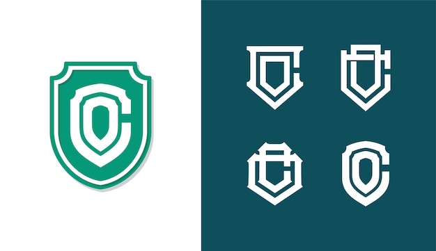 Carta de colección de monogramas CO u OC con escudo, interbloqueo, estilo moderno para la marca de ropa