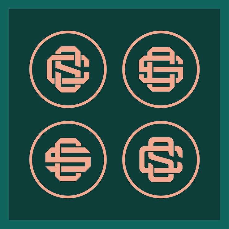 Vector carta de colección de monogramas cs o sc con estilo de enclavamiento para marca, ropa, ropa, ropa de calle