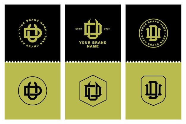 Carta de colección de monogramas DU o UD con estilo de enclavamiento, diseño de placa para marca, ropa, ropa